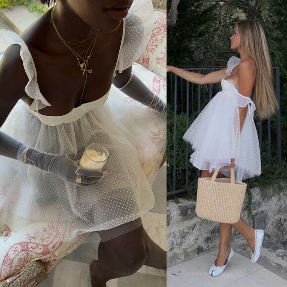 The Bar Kennedy Mini Dress Swiss Dot Blanc White Sheer Babydoll Tulle Size 00 - Picture 16 of 16